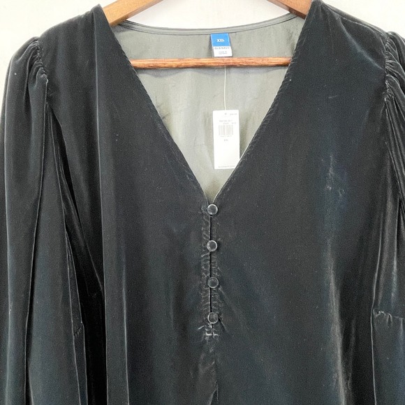 Old Navy Velvet Top Womens XXL Bishop Sleeve Soft‎ Goth Noir Witchy Going Out - Picture 4 of 13